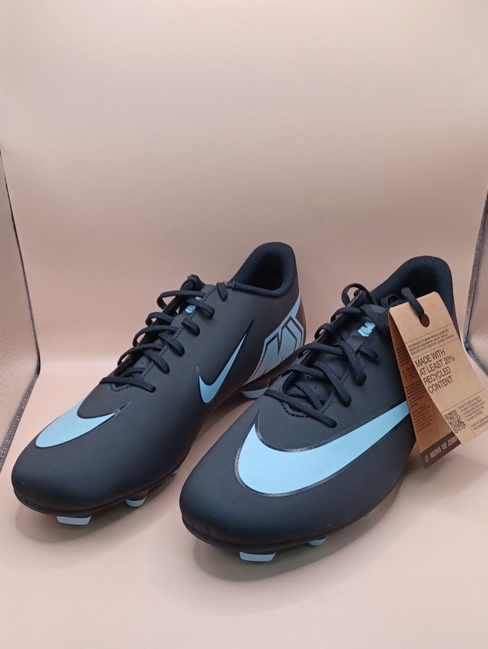 Nike Vapor 16 Club FG/MG Cleats-Black/Ice Blue Size M:11 W:12.5 US FQ8441-001